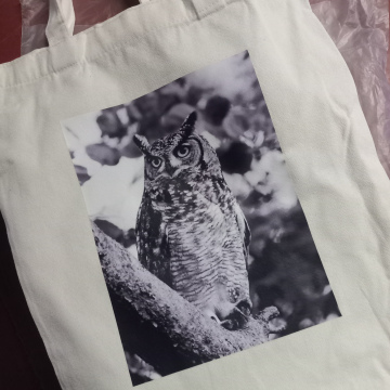 Canvas Tote Bag with Owl Print